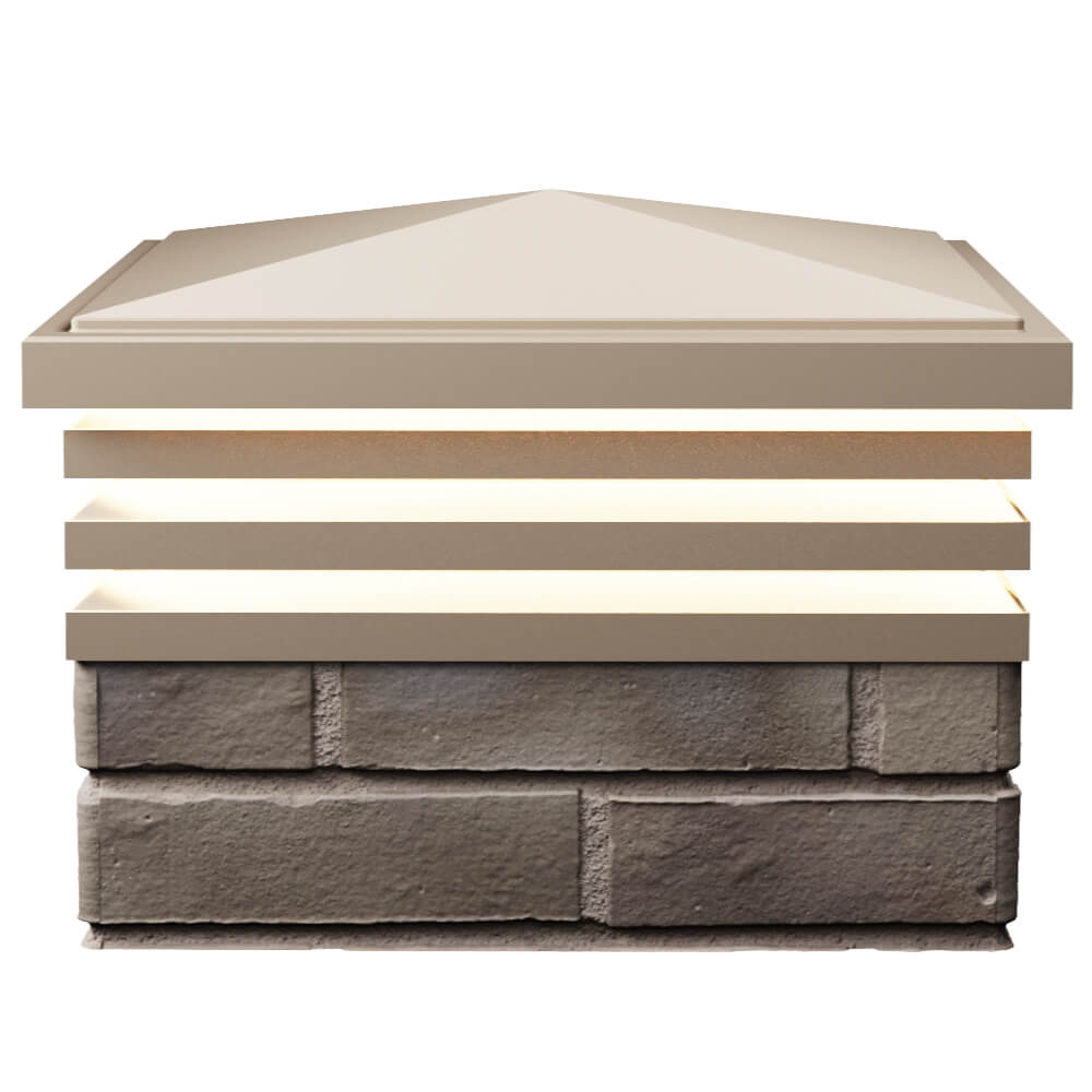 Колпак Zking Бона ХайТек Бежевый на столб 1.5х1.5 кирпича (385х385мм) с подсветкой в Пензе фото