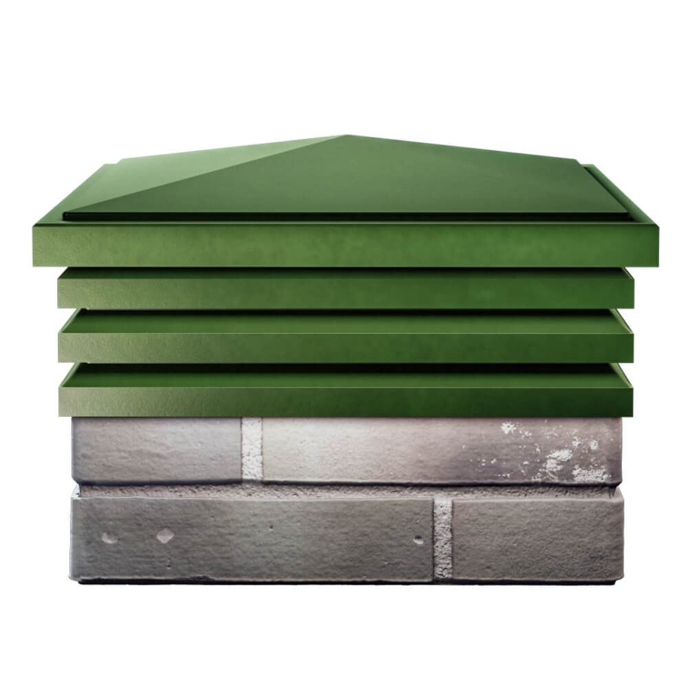 Колпак Zking Бона ХайТек Зеленый на столб 1.5х1.5 кирпича (385х385мм) Пенза фото