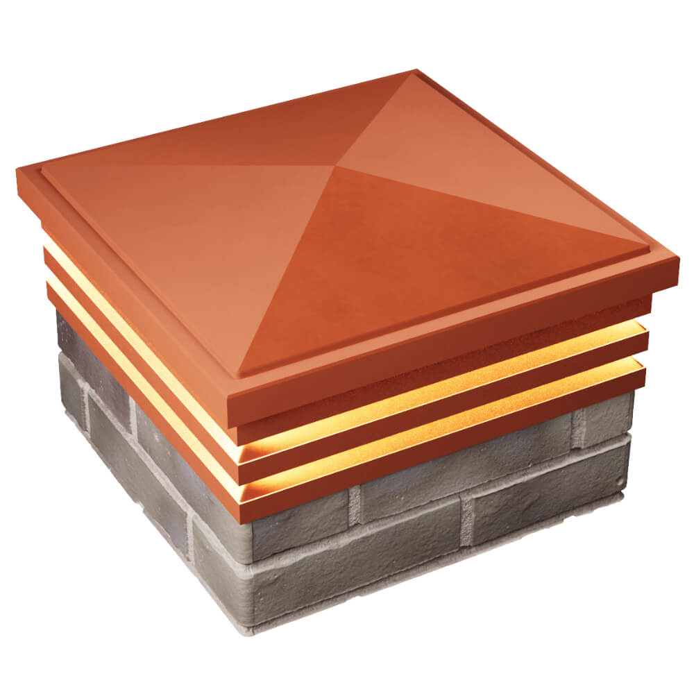 Колпак Zking Бона ХайТек Красный на столб 1.5х1.5 кирпича (385х385мм) с подсветкой в Пензе фото