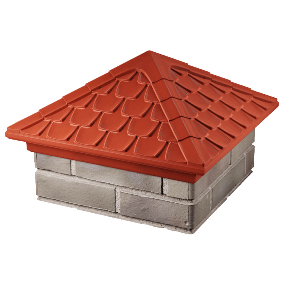 Колпак Zking Эльбрус Красный на столб 1.5х1.5 кирпича (385х385мм) в Пензе фото