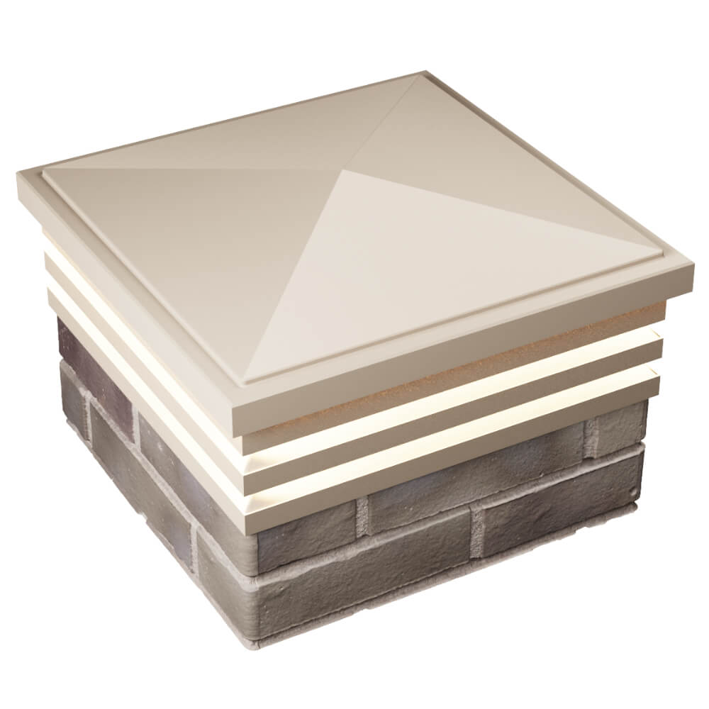 Колпак Zking Бона ХайТек Бежевый на столб 1.5х1.5 кирпича (385х385мм) с подсветкой в Пензе фото