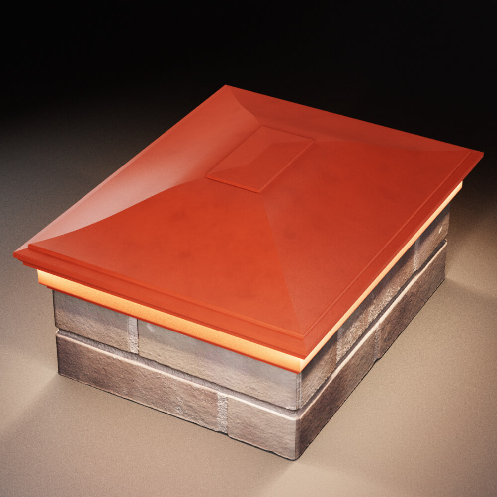 Колпак Zking Монблан Красный на столб 2х1.5 кирпича (515х385мм) c подсветкой в Пензе фото