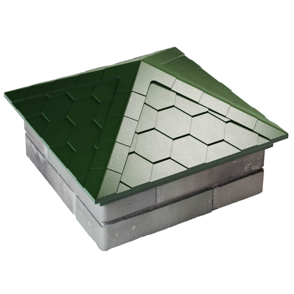Колпак Zking Эверест Зеленый на столб 1.5х1.5 кирпича (390х390мм) в Пензе фото