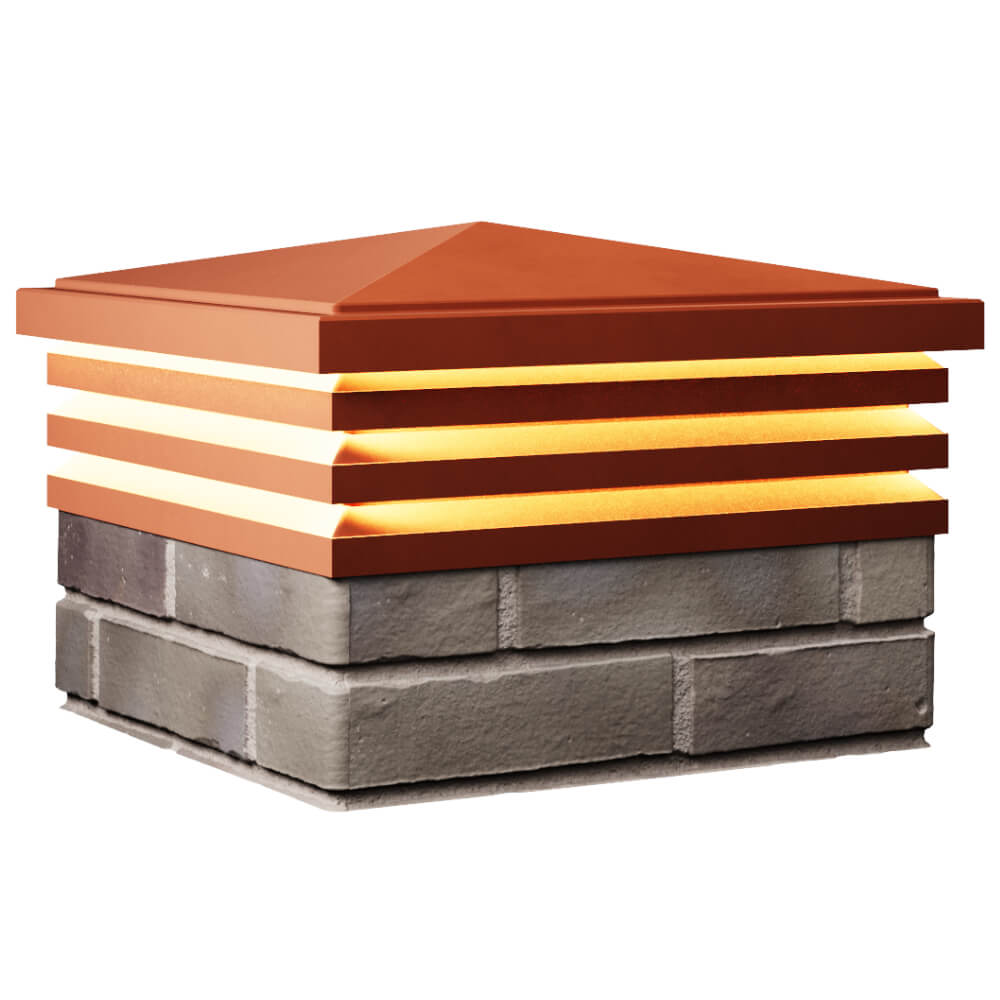 Колпак Zking Бона ХайТек Красный на столб 1.5х1.5 кирпича (385х385мм) с подсветкой в Пензе фото