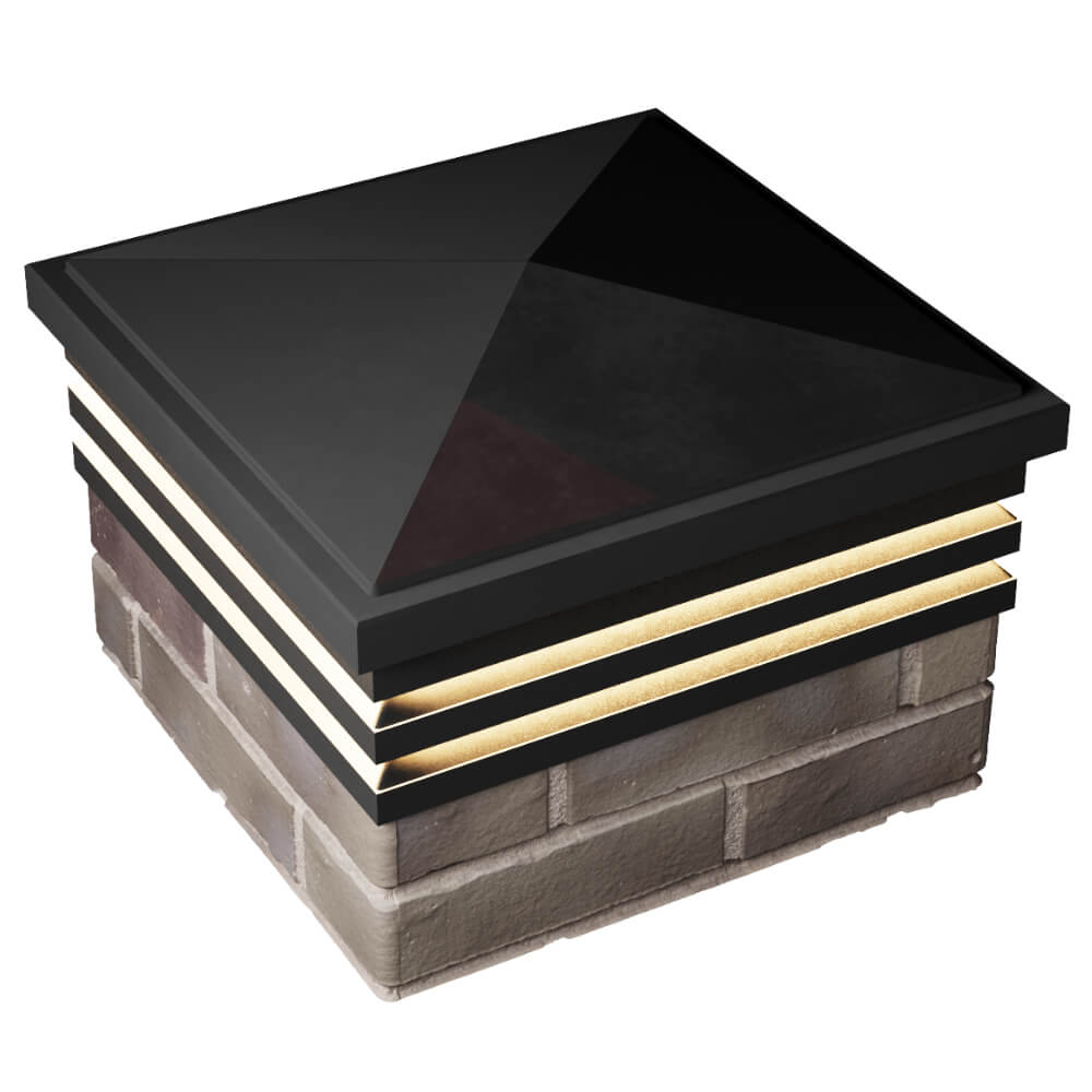 Колпак Zking Бона ХайТек Черный на столб 1.5х1.5 кирпича (385х385мм) с подсветкой в Пензе фото