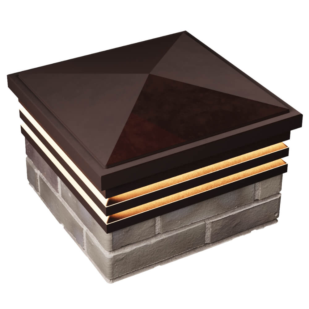 Колпак Zking Бона ХайТек Коричневый на столб 1.5х1.5 кирпича (385х385мм) с подсветкой в Пензе фото