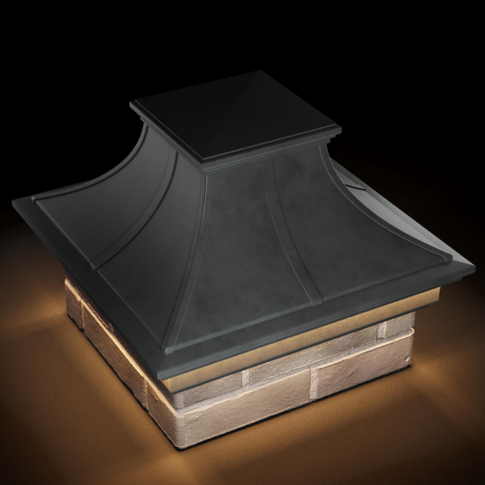 Колпак Zking Монблан Премиум Серый на столб 1.5х1.5 кирпича (385х385мм) с подсветкой в Пензе фото