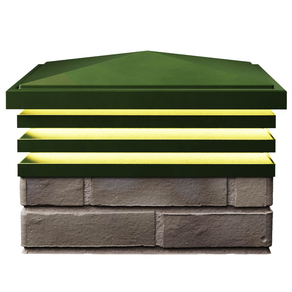 Колпак Zking Бона ХайТек Зеленый на столб 1.5х1.5 кирпича (385х385мм) с подсветкой в Пензе фото