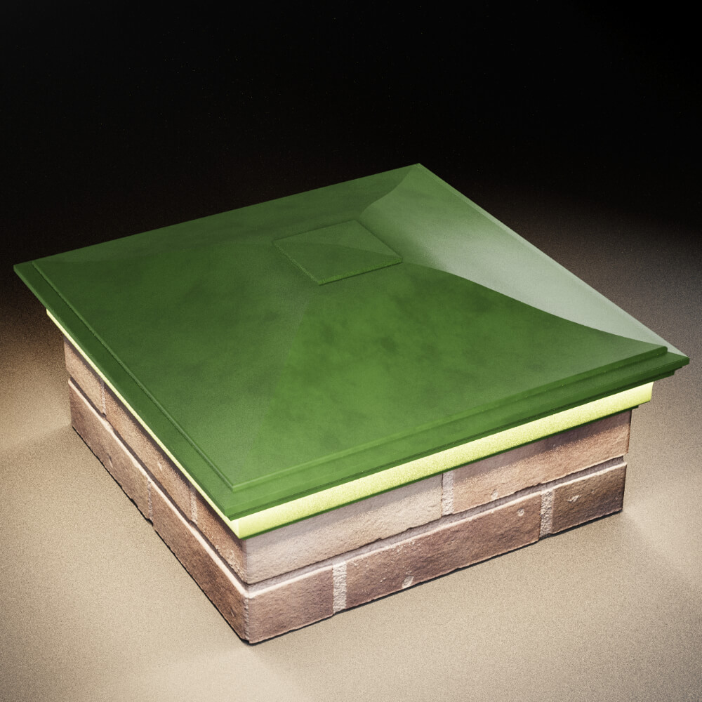 Колпак Zking Монблан Зеленый на столб 2х2 кирпича (515х515мм) c подсветкой в Пензе фото