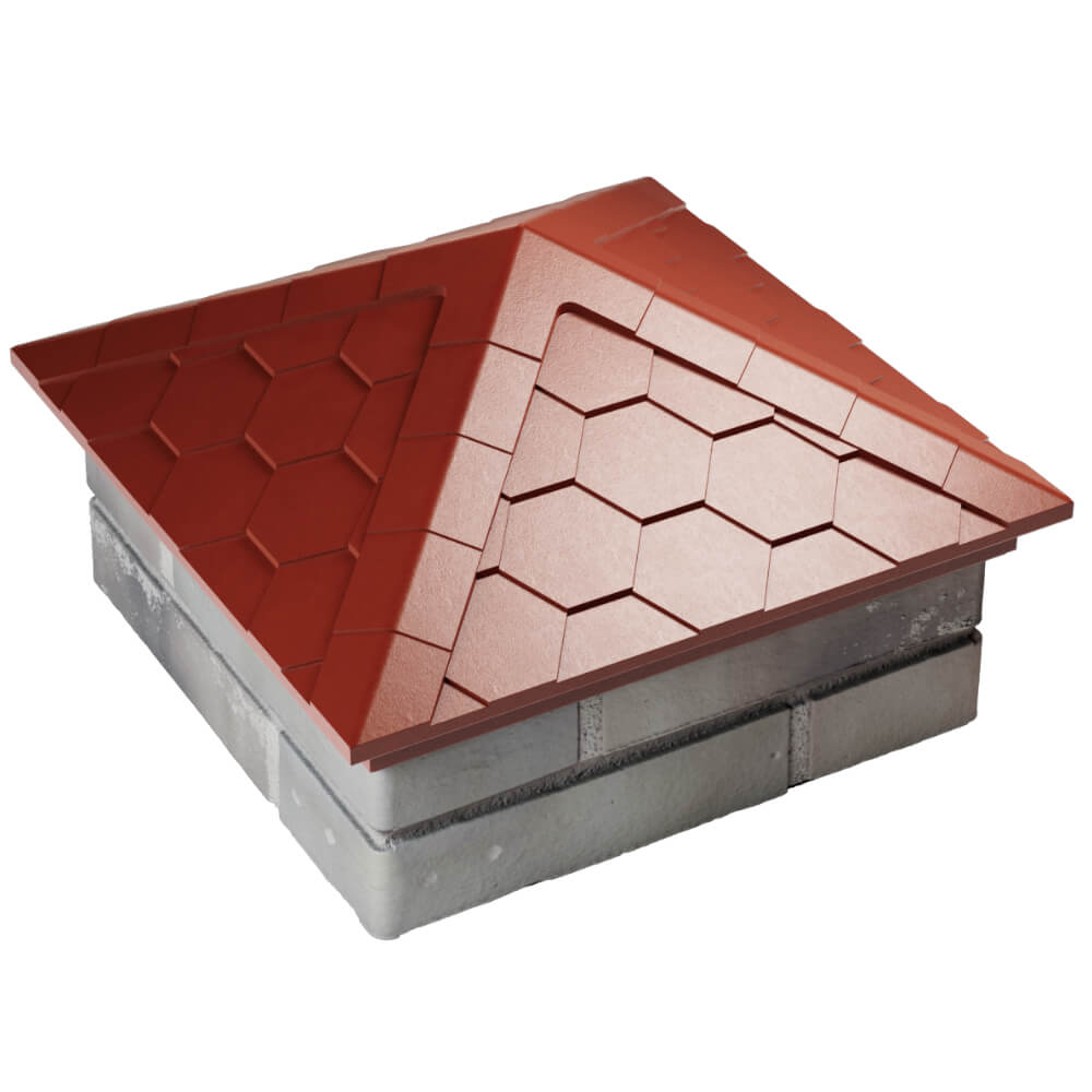 Колпак Zking Эверест Красный на столб 1.5х1.5 кирпича (390х390мм) в Пензе фото