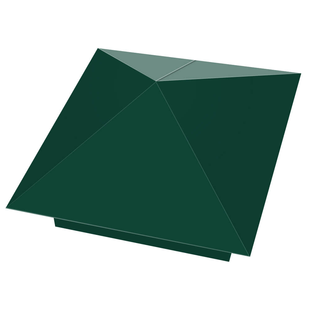 Колпак металлический 390х390мм RAL6005 Зеленый Мох заборный Пенза фото