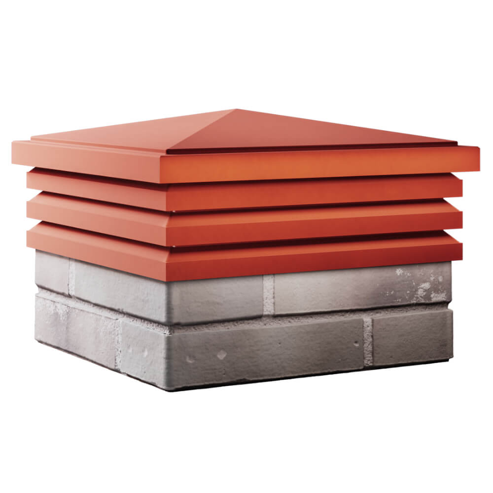 Колпак Zking Бона ХайТек Красный на столб 1.5х1.5 кирпича (385х385мм) в Пензе фото