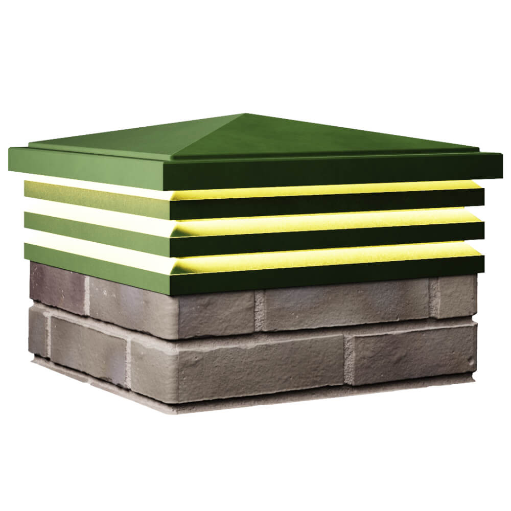 Колпак Zking Бона ХайТек Зеленый на столб 1.5х1.5 кирпича (385х385мм) с подсветкой в Пензе фото