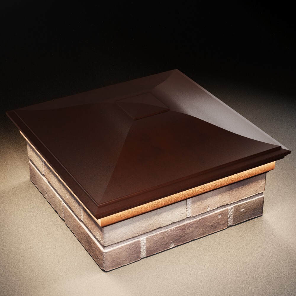 Колпак Zking Монблан Коричневый на столб 2х2 кирпича (515х515мм) c подсветкой в Пензе фото