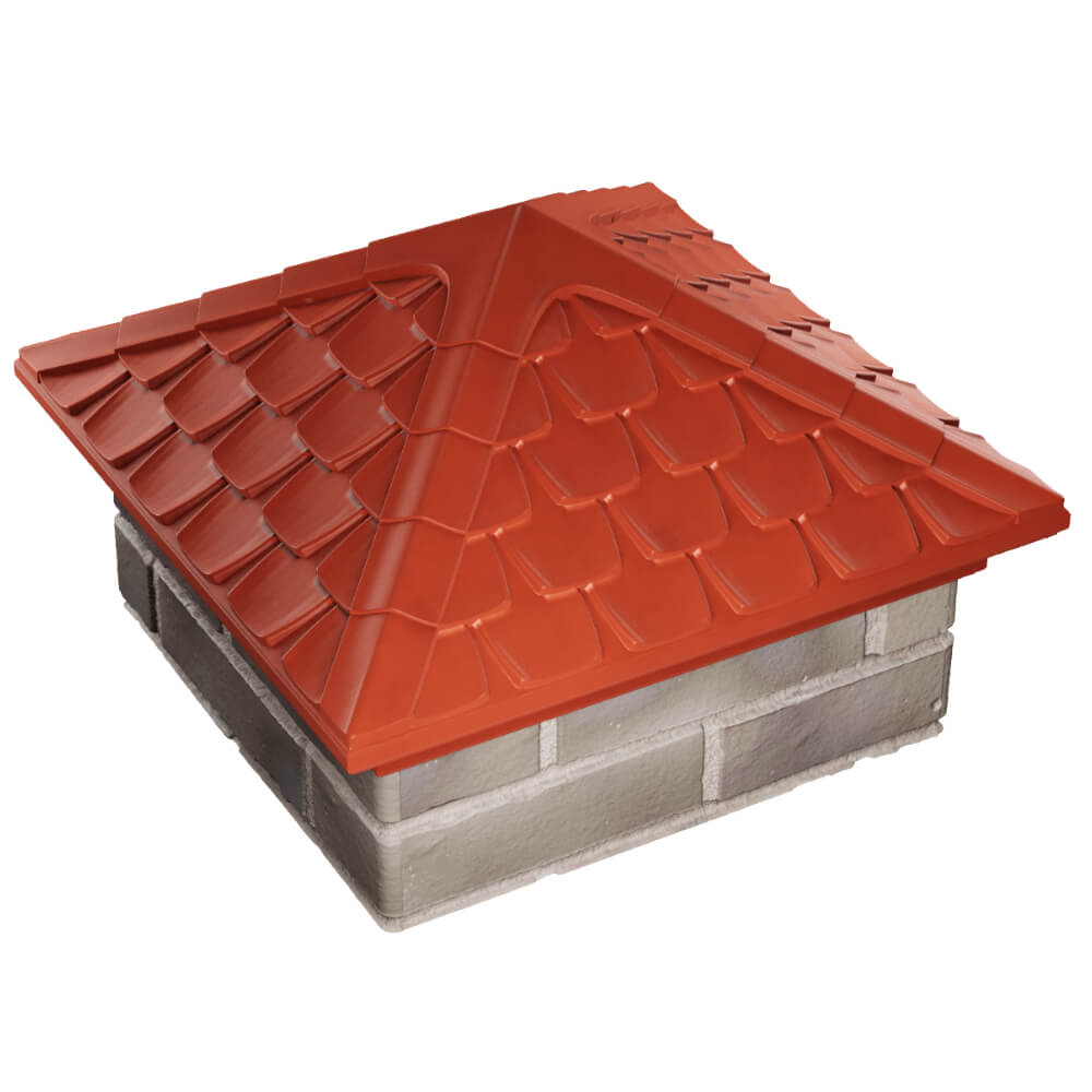 Колпак Zking Эльбрус Красный на столб 1.5х1.5 кирпича (385х385мм) в Пензе фото