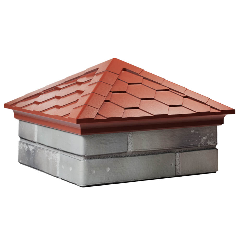 Колпак Zking Эверест Красный на столб 1.5х1.5 кирпича (390х390мм) в Пензе фото