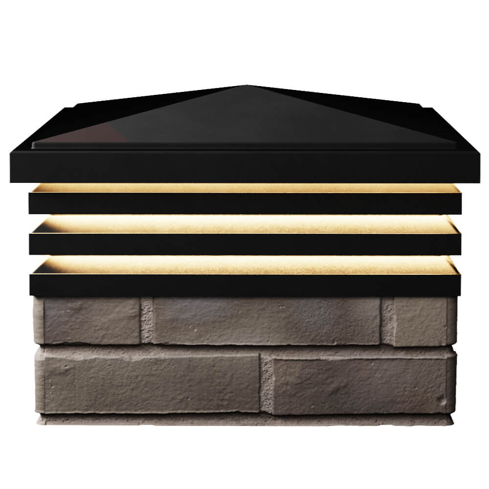 Колпак Zking Бона ХайТек Черный на столб 1.5х1.5 кирпича (385х385мм) с подсветкой в Пензе фото