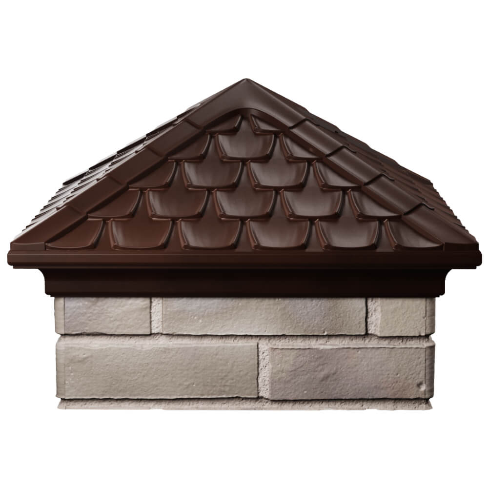 Колпак Zking Эльбрус Коричневый на столб 1.5х1.5 кирпича (385х385мм) Пенза фото