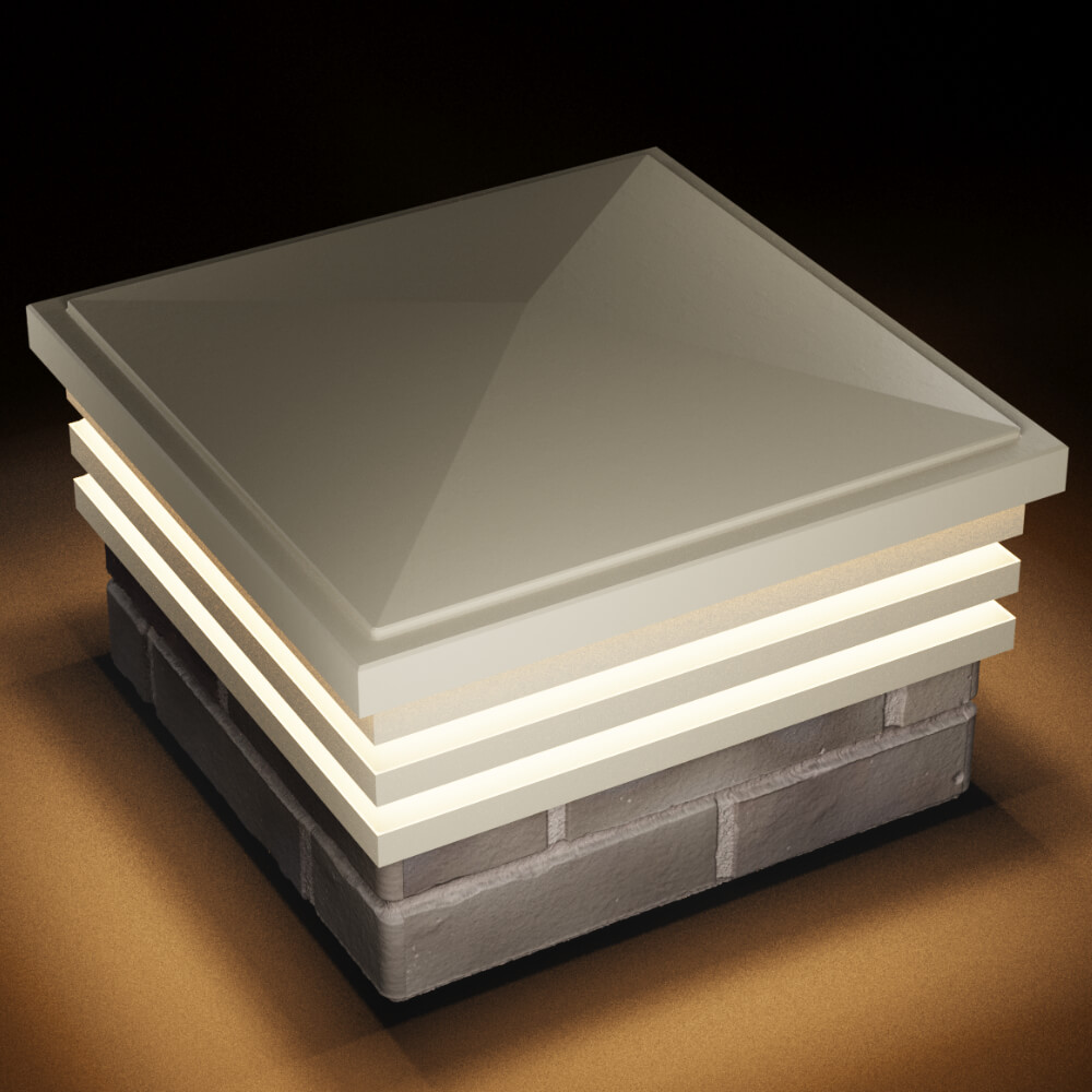 Колпак Zking Бона ХайТек Бежевый на столб 1.5х1.5 кирпича (385х385мм) с подсветкой в Пензе фото