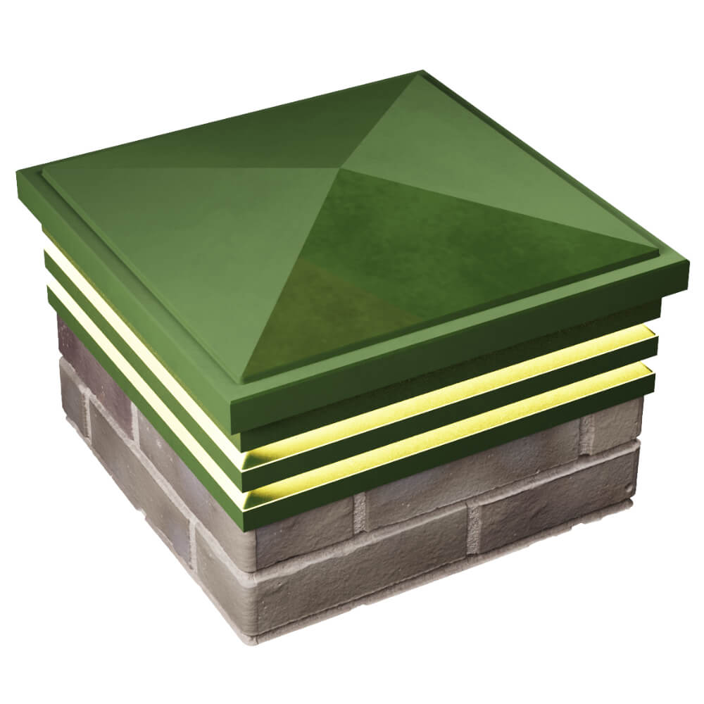 Колпак Zking Бона ХайТек Зеленый на столб 1.5х1.5 кирпича (385х385мм) с подсветкой в Пензе фото