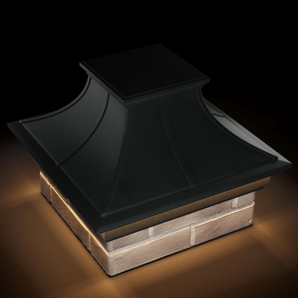 Колпак Zking Монблан Премиум Черный на столб 1.5х1.5 кирпича (385х385мм) с подсветкой в Пензе фото