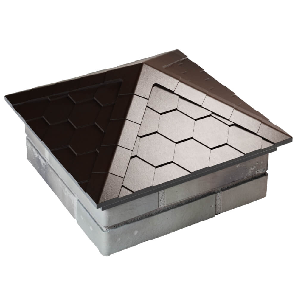 Колпак Zking Эверест Коричневый на столб 1.5х1.5 кирпича (390х390мм) в Пензе фото