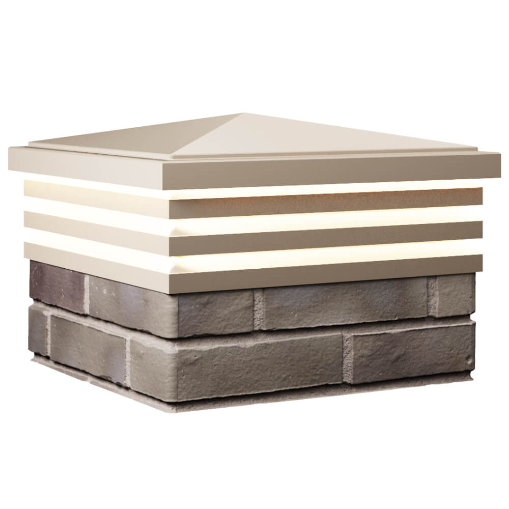 Колпак Zking Бона ХайТек Бежевый на столб 1.5х1.5 кирпича (385х385мм) с подсветкой в Пензе фото