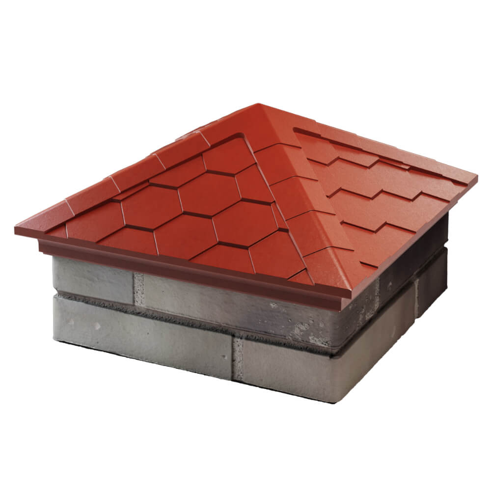 Колпак Zking Эверест Красный на столб 1.5х1.5 кирпича (390х390мм) в Пензе фото