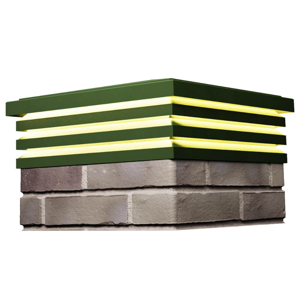 Колпак Zking Бона ХайТек Зеленый на столб 1.5х1.5 кирпича (385х385мм) с подсветкой в Пензе фото