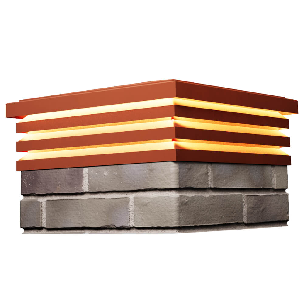 Колпак Zking Бона ХайТек Красный на столб 1.5х1.5 кирпича (385х385мм) с подсветкой в Пензе фото