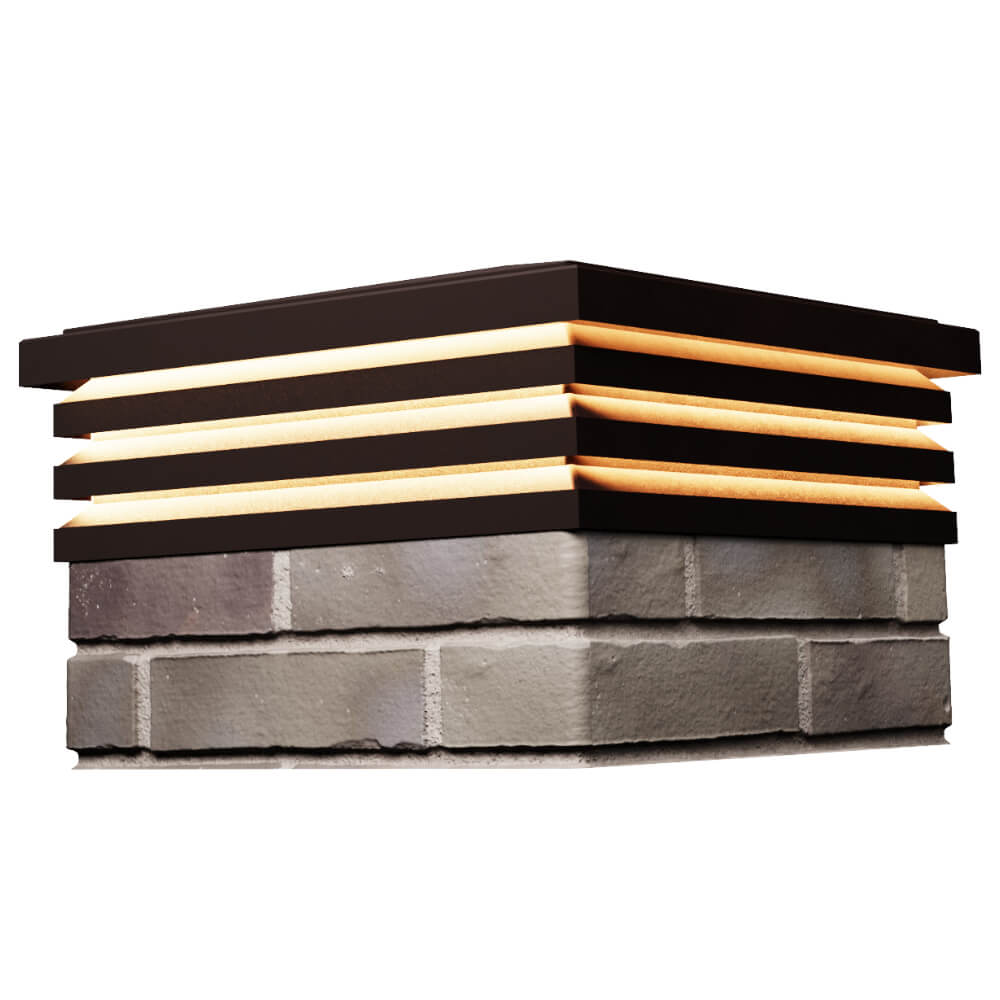 Колпак Zking Бона ХайТек Коричневый на столб 1.5х1.5 кирпича (385х385мм) с подсветкой в Пензе фото