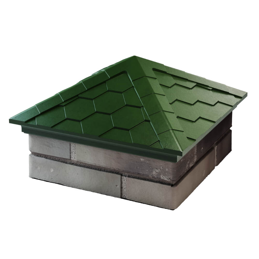 Колпак Zking Эверест Зеленый на столб 1.5х1.5 кирпича (390х390мм) в Пензе фото