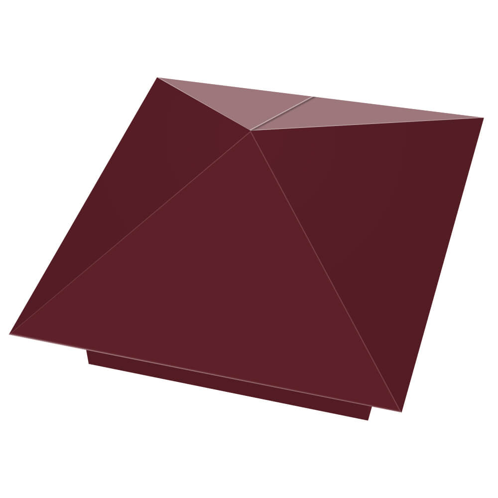 Колпак металлический 390х390мм RAL3005 Красное Вино заборный Пенза фото