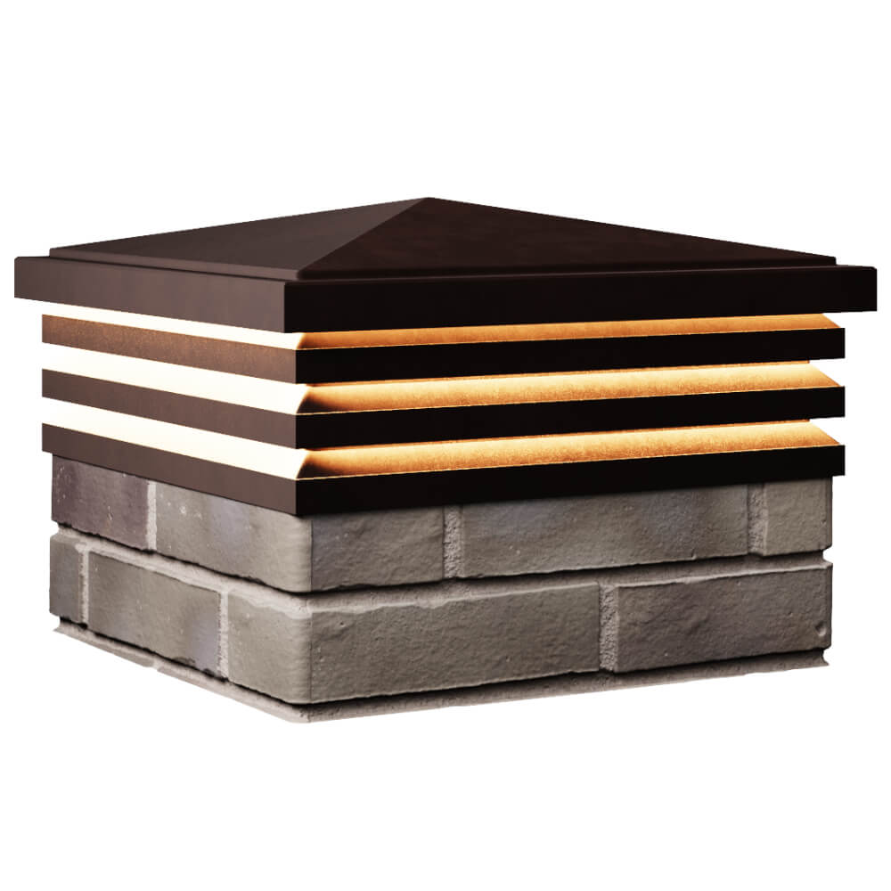 Колпак Zking Бона ХайТек Коричневый на столб 1.5х1.5 кирпича (385х385мм) с подсветкой в Пензе фото