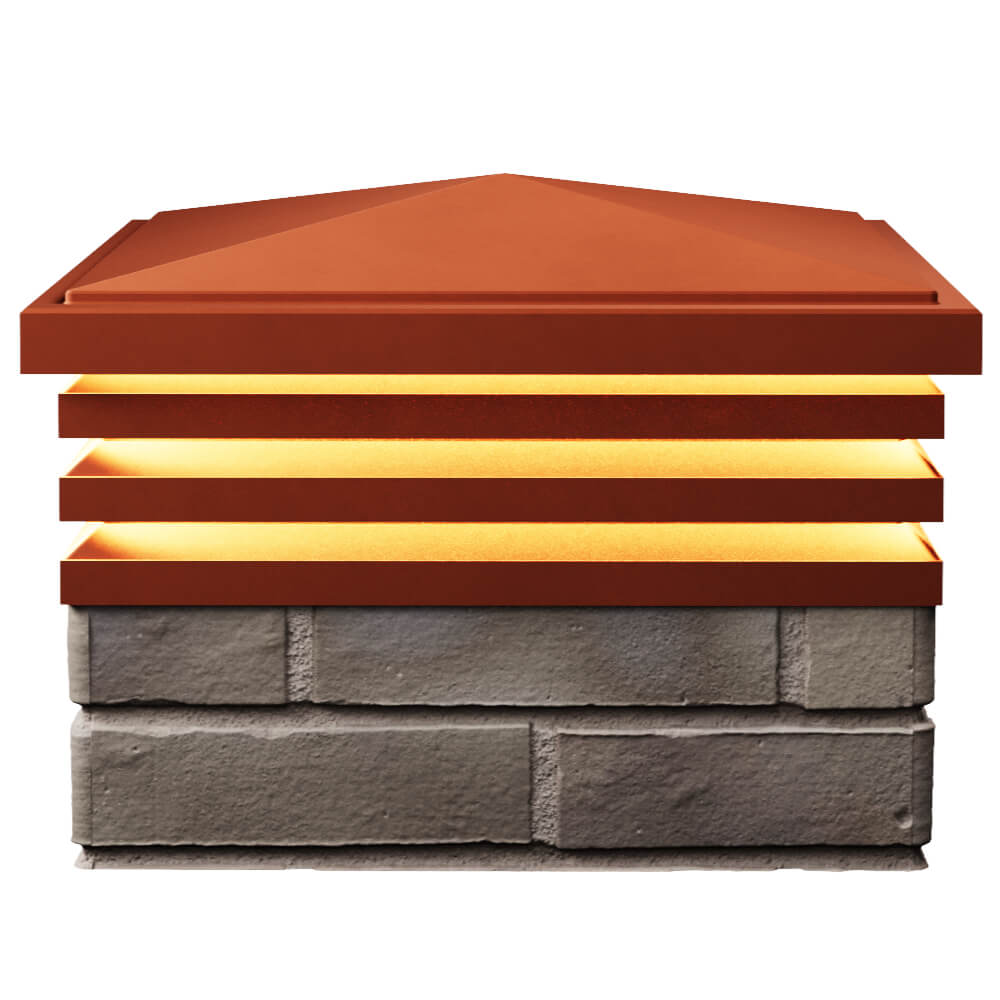 Колпак Zking Бона ХайТек Красный на столб 1.5х1.5 кирпича (385х385мм) с подсветкой в Пензе фото