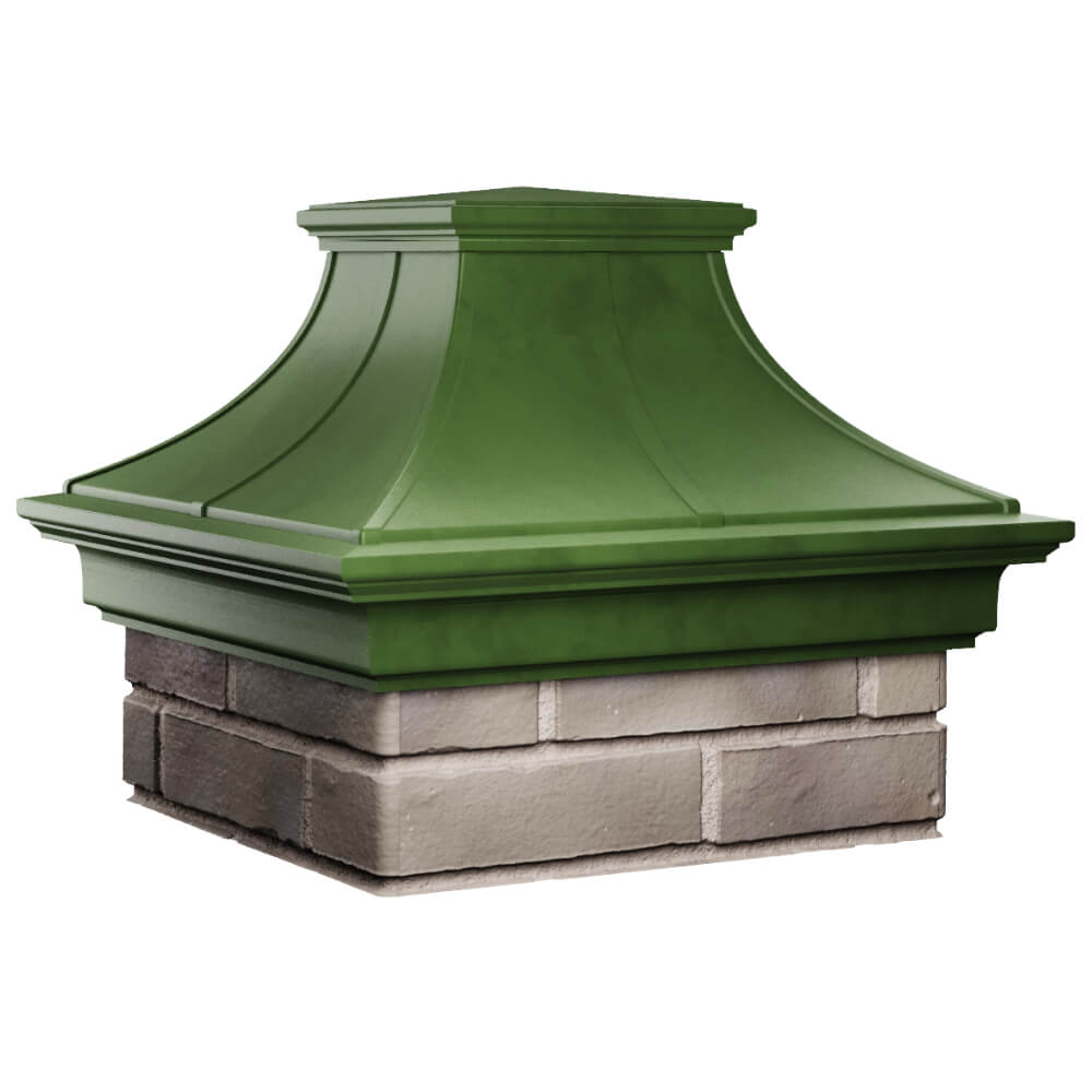 Колпак Zking Монблан Премиум Зеленый на столб 1.5х1.5 кирпича (385х385мм) в Пензе фото