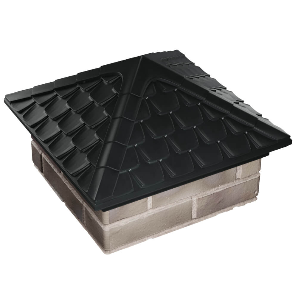 Колпак Zking Эльбрус Черный на столб 1.5х1.5 кирпича (385х385мм) в Пензе фото