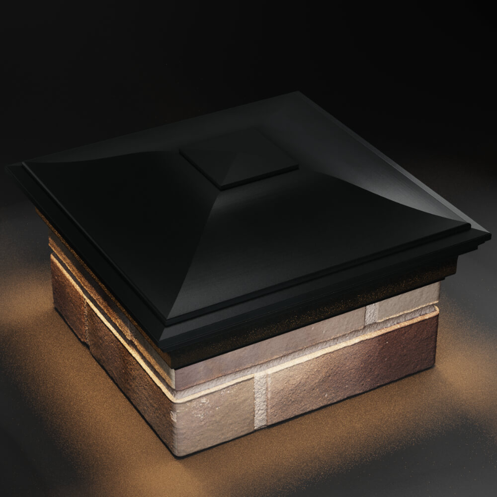 Колпак Zking Монблан Черный на столб 1.5х1.5 кирпича (385х385мм) с подсветкой в Пензе фото