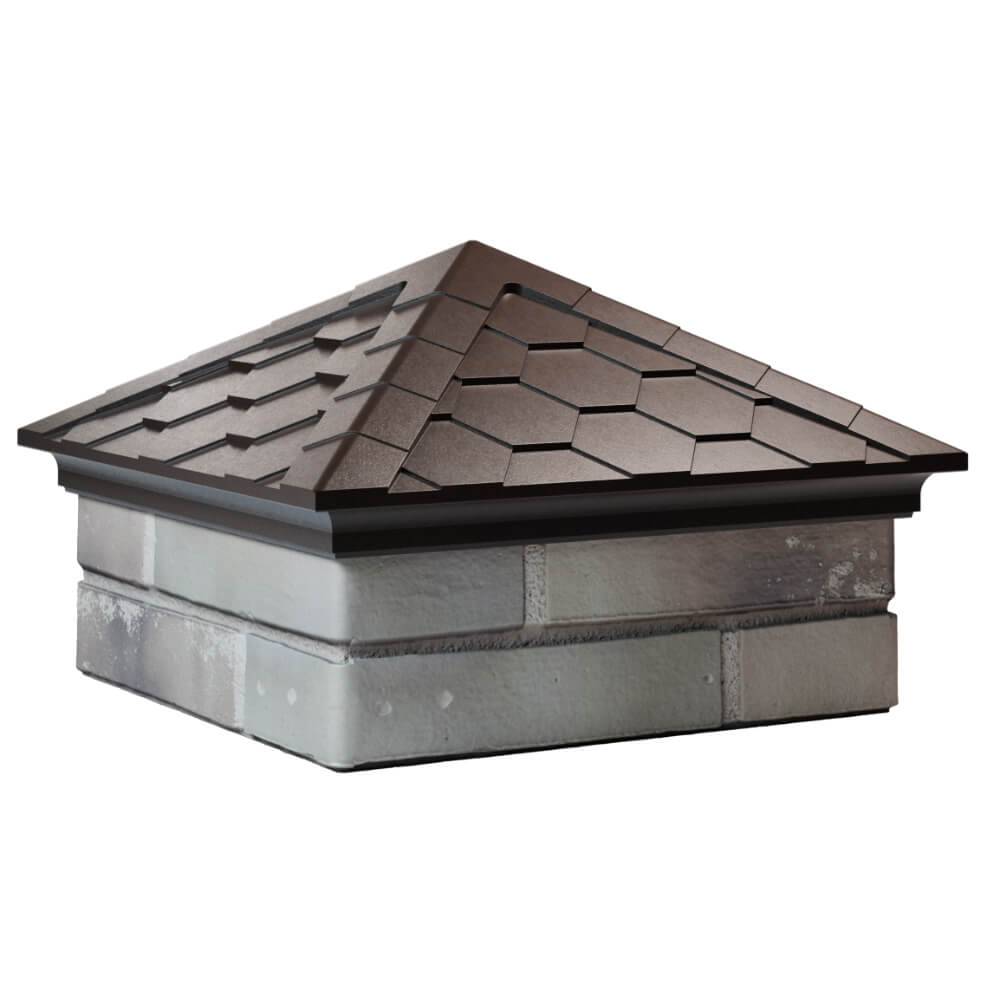 Колпак Zking Эверест Коричневый на столб 1.5х1.5 кирпича (390х390мм) в Пензе фото