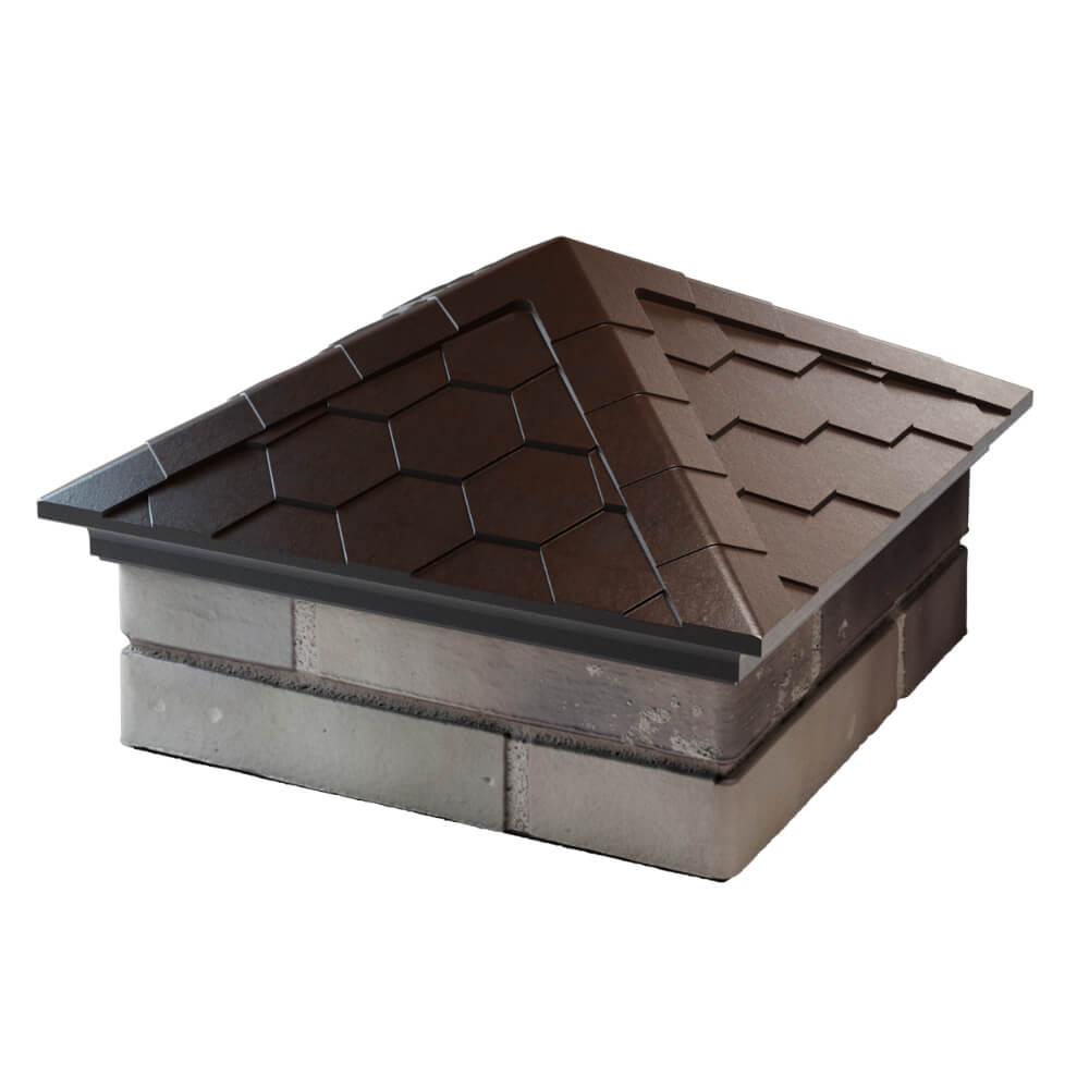 Колпак Zking Эверест Коричневый на столб 1.5х1.5 кирпича (390х390мм) в Пензе фото